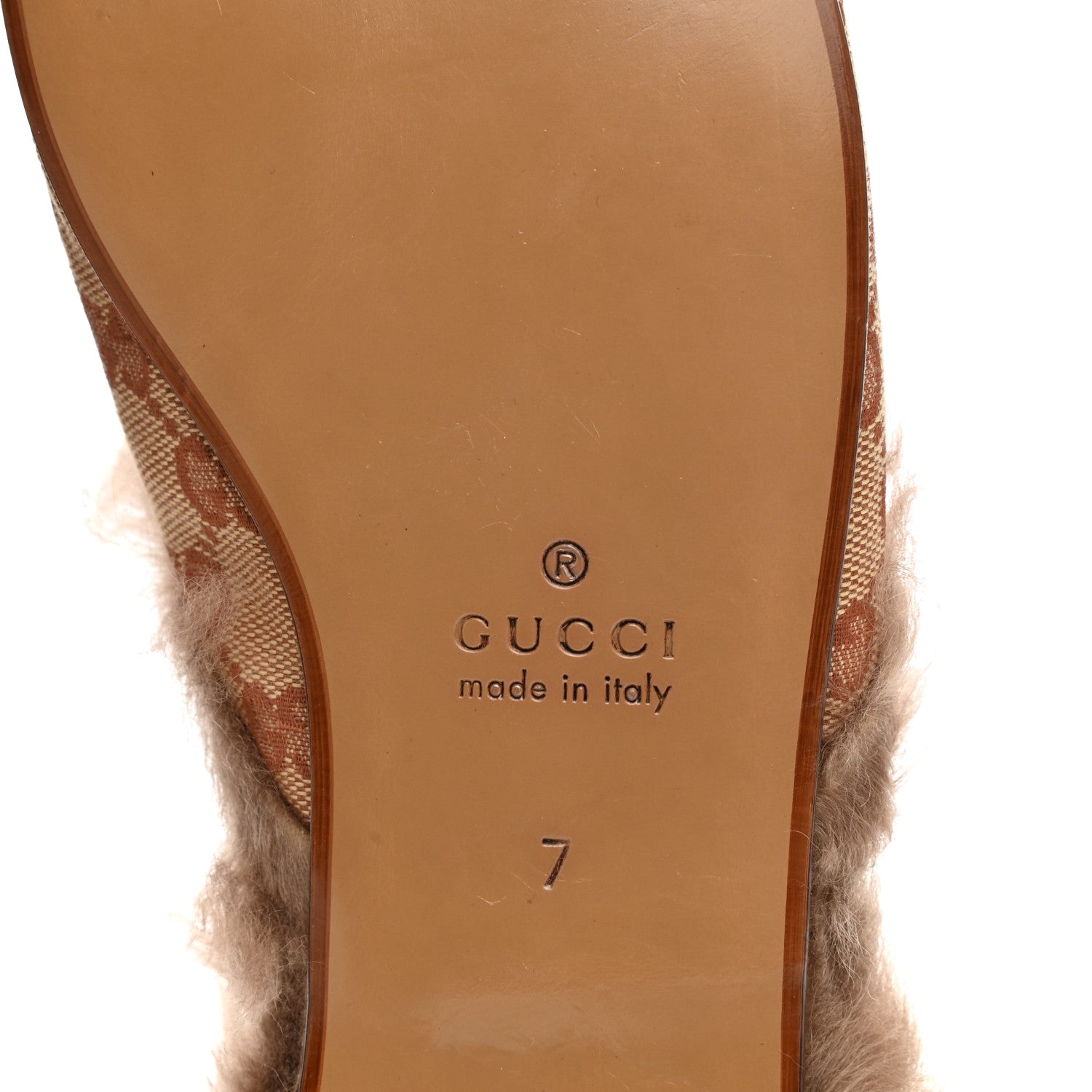 Gucci GG Monogram Fur Mens Princetown Slippers 7 Beige Ruggine Rust 6 of 10