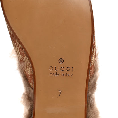 Gucci GG Monogram Fur Mens Princetown Slippers 7 Beige Ruggine Rust 6 of 10