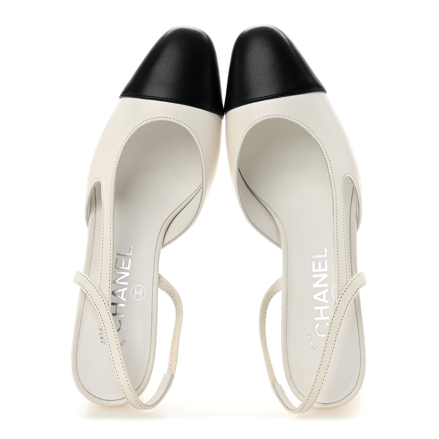 Lambskin Cap Toe CC Slingback Pumps 36.5 White Black