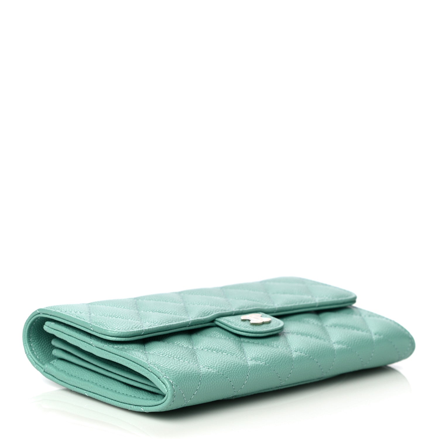 Chanel Caviar Quilted Large Gusset Flap Wallet Green 4 of 11