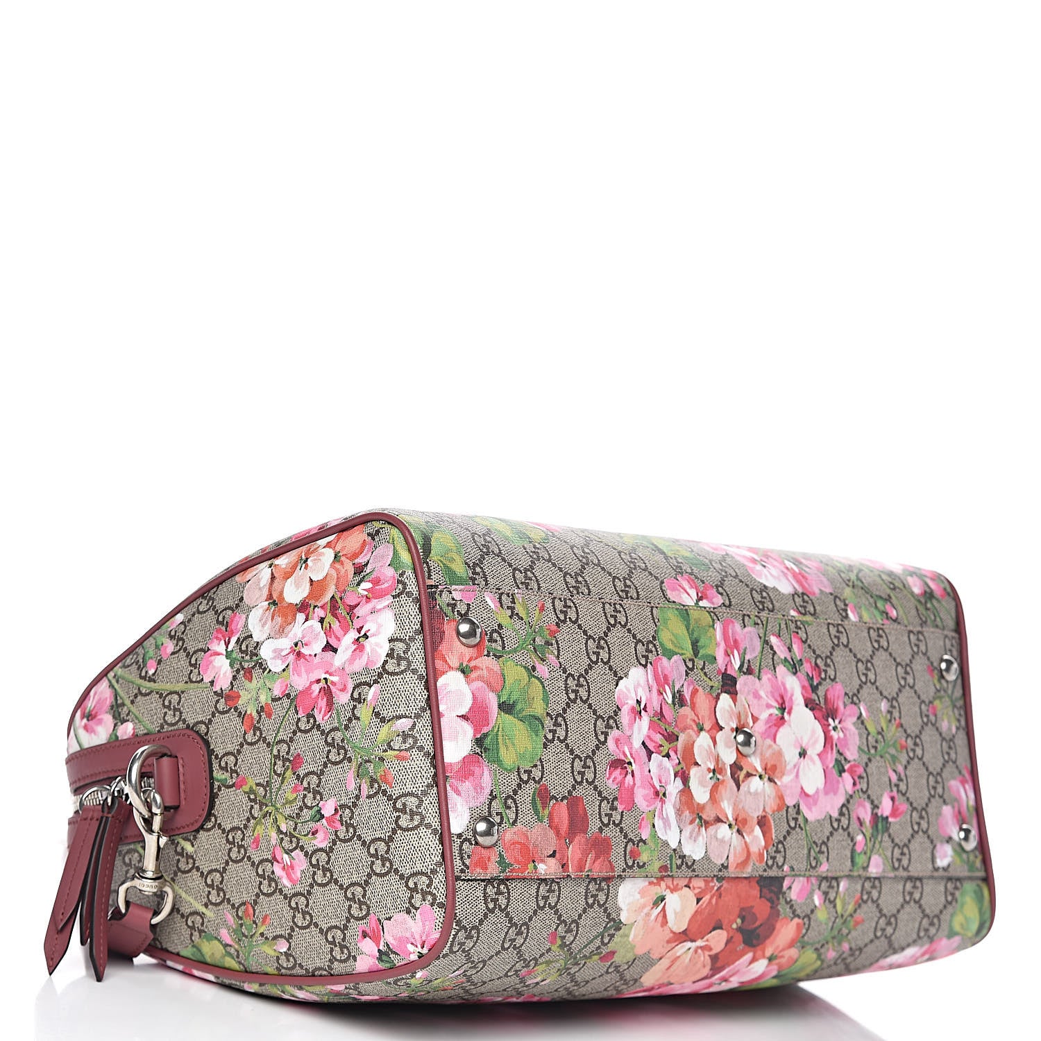 Gucci GG Supreme Monogram Blooms Medium Boston Beige Multicolor Dry Rose 4 of 11