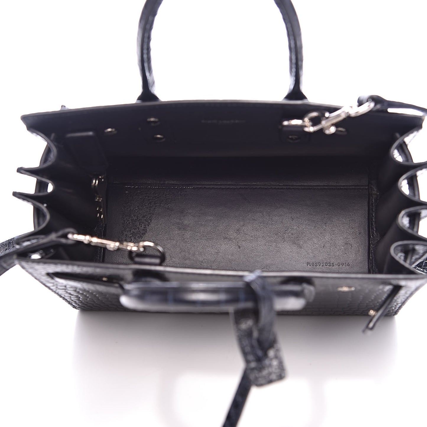 Calfskin Crocodile Embossed Nano Sac De Jour Navy