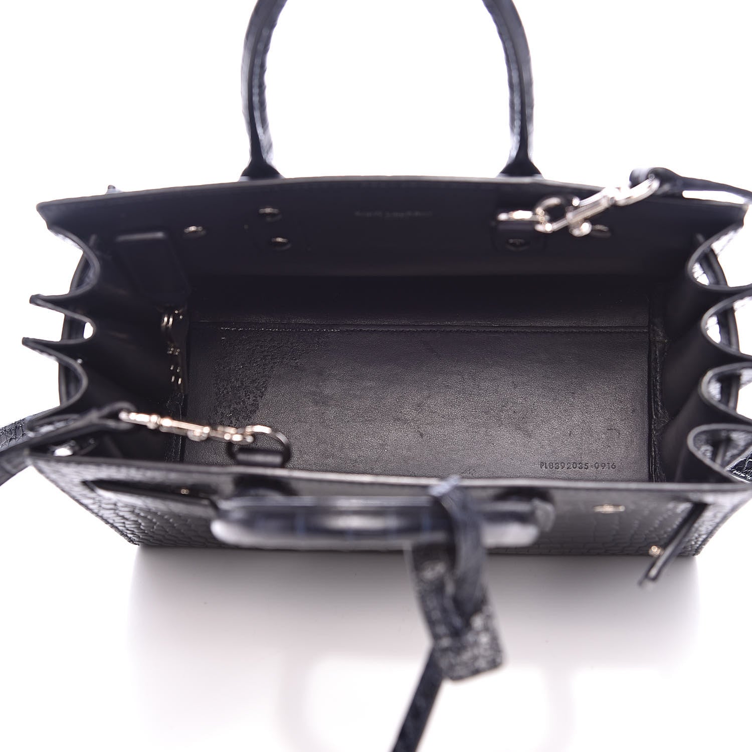 Saint Laurent Calfskin Crocodile Embossed Nano Sac De Jour Navy 5 of 11