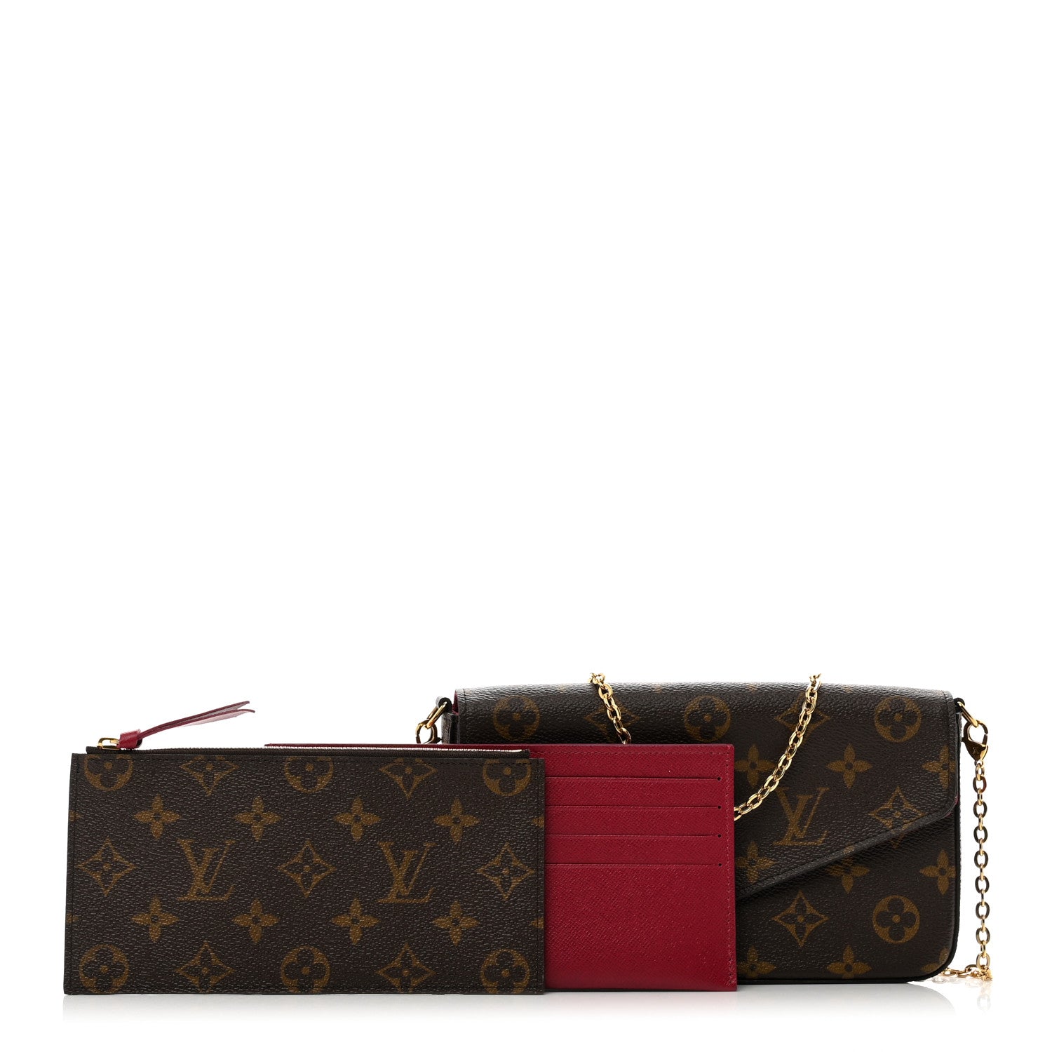 Louis Vuitton Monogram Pochette Felicie Chain Wallet Fuchsia 1 of 10