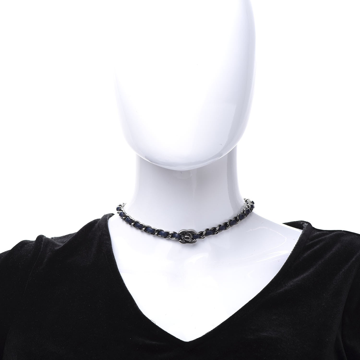Chanel Lambskin CC Turnlock Choker Necklace Navy Blue 2 of 6