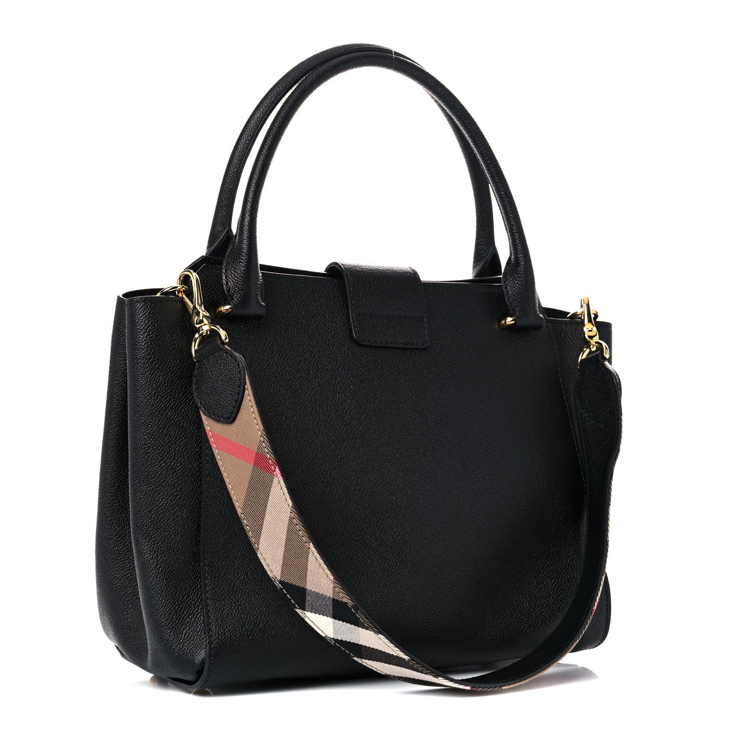 Burberry Soft Grain Calfskin Medium Buckle Tote Black 2 of 10