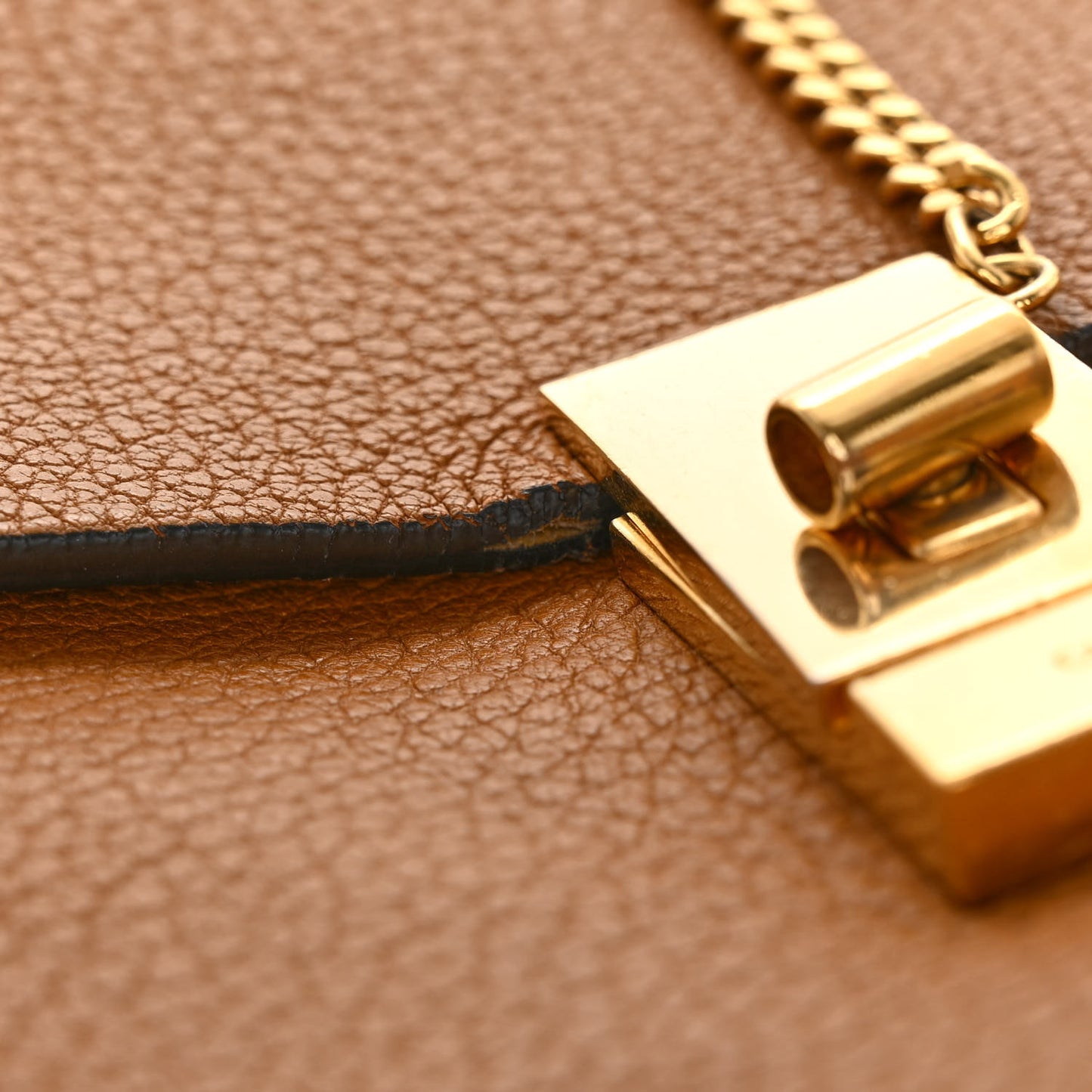 Grained Lambskin Large Drew Shoulder Bag Caramel