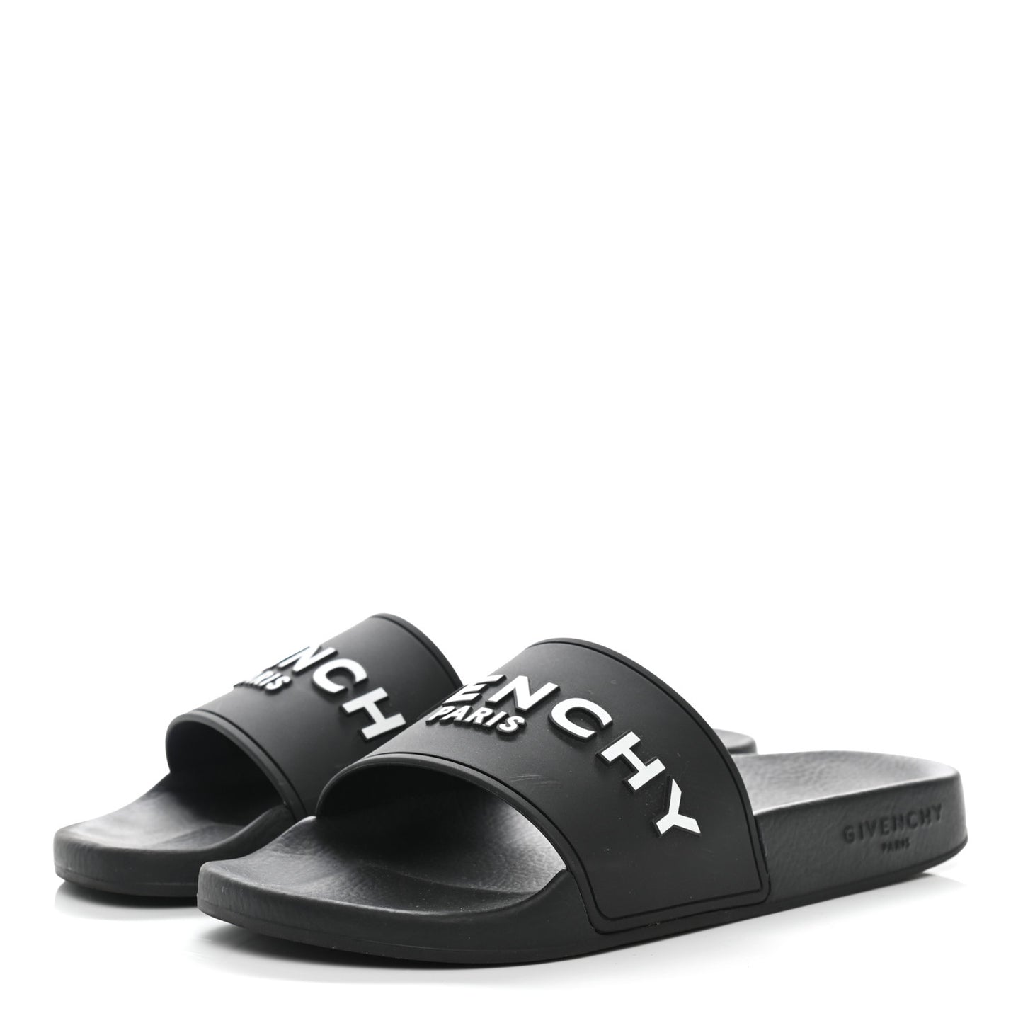 Rubber Logo Pool Slide Sandals 38 Black