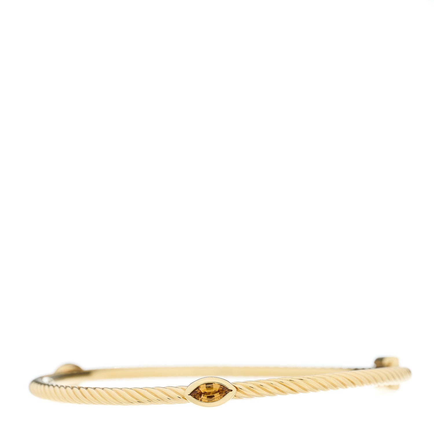 David Yurman 18K Yellow Gold Citrine Cable Classics Bangle Bracelet 2 of 4