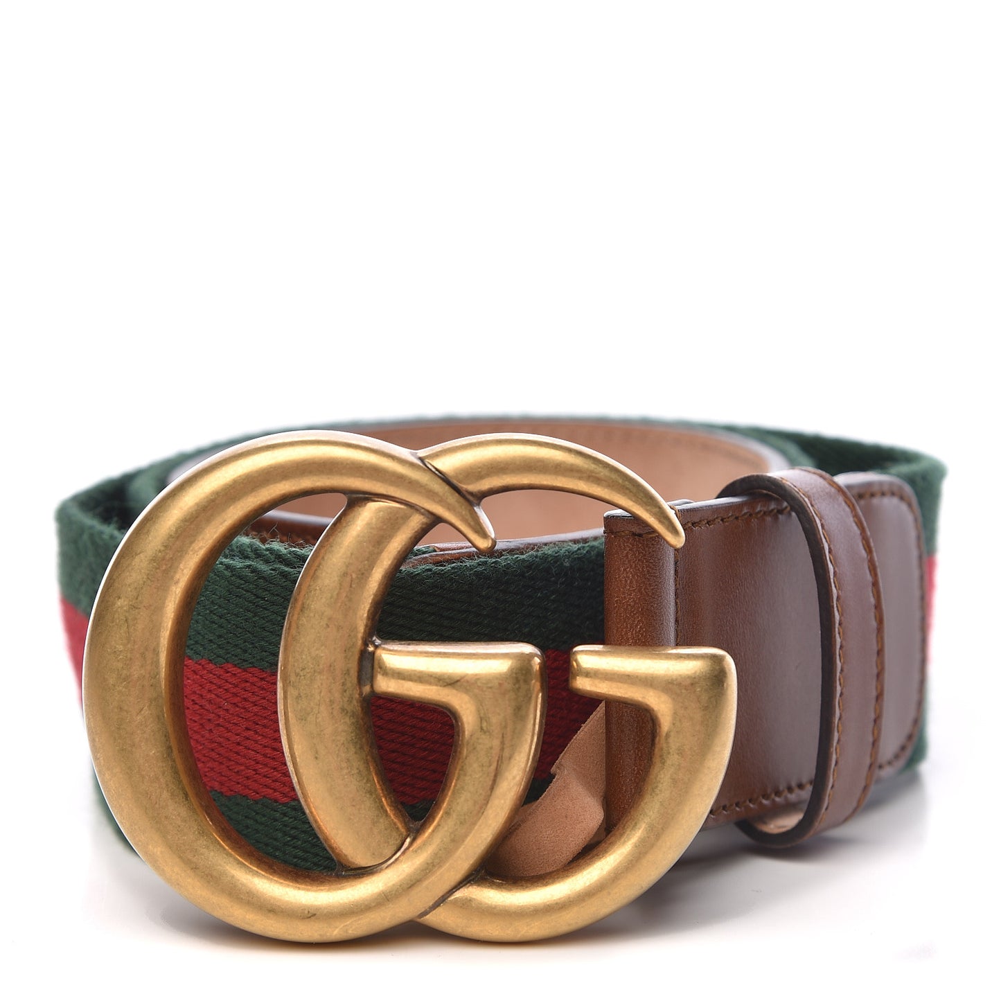 Nylon Calfskin Double G Web 40mm Belt 80 32 Green Red Cuir