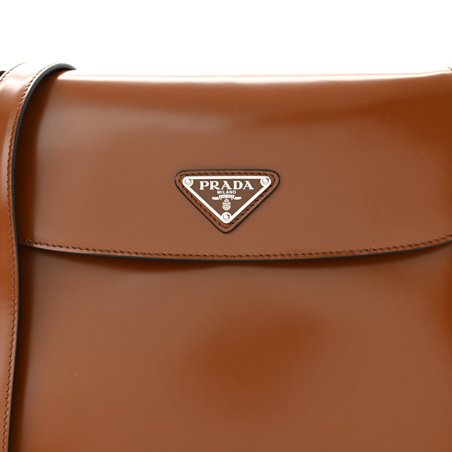 Prada Spazzolato Cleo Flap Adjustable Strap Shoulder Bag Tobacco 7 of 9