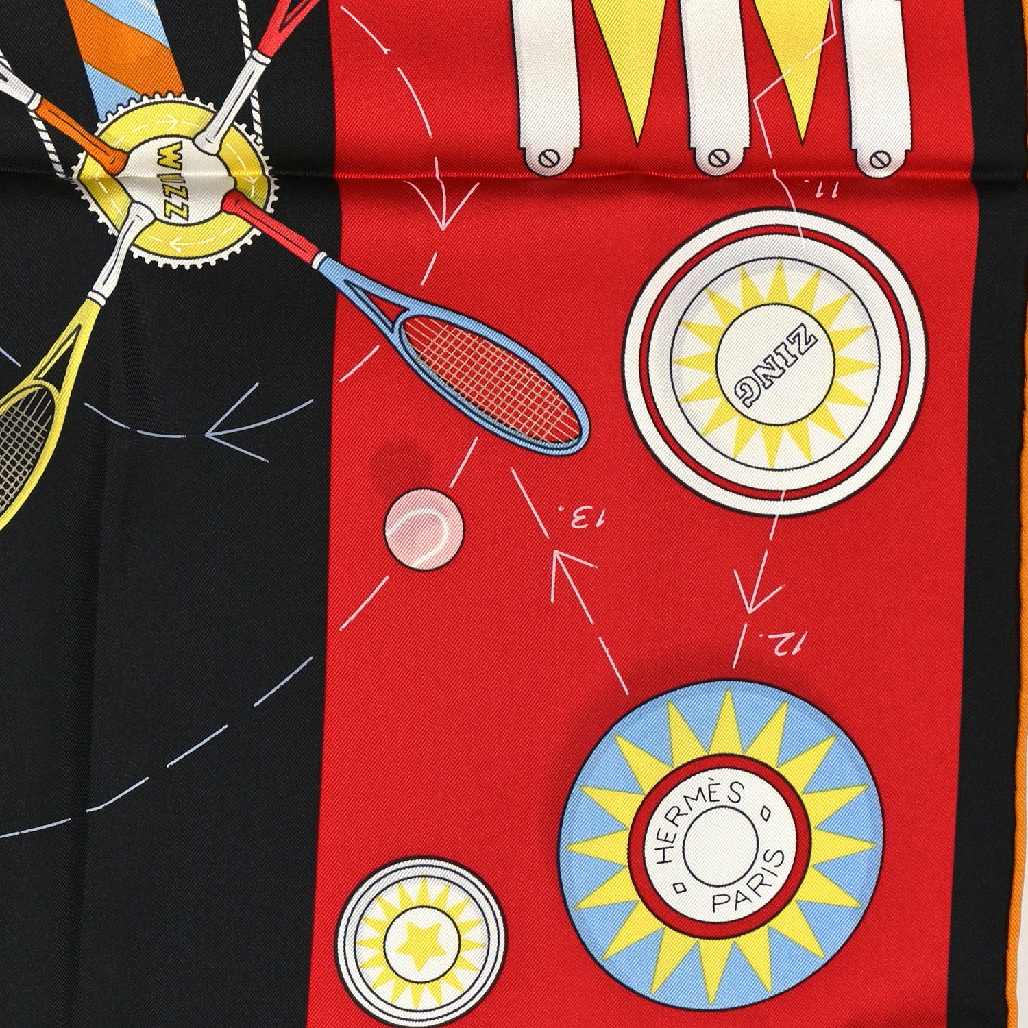 Hermes Silk Tea For Two Scarf 90 Black Rouge Multicolor 2 of 3