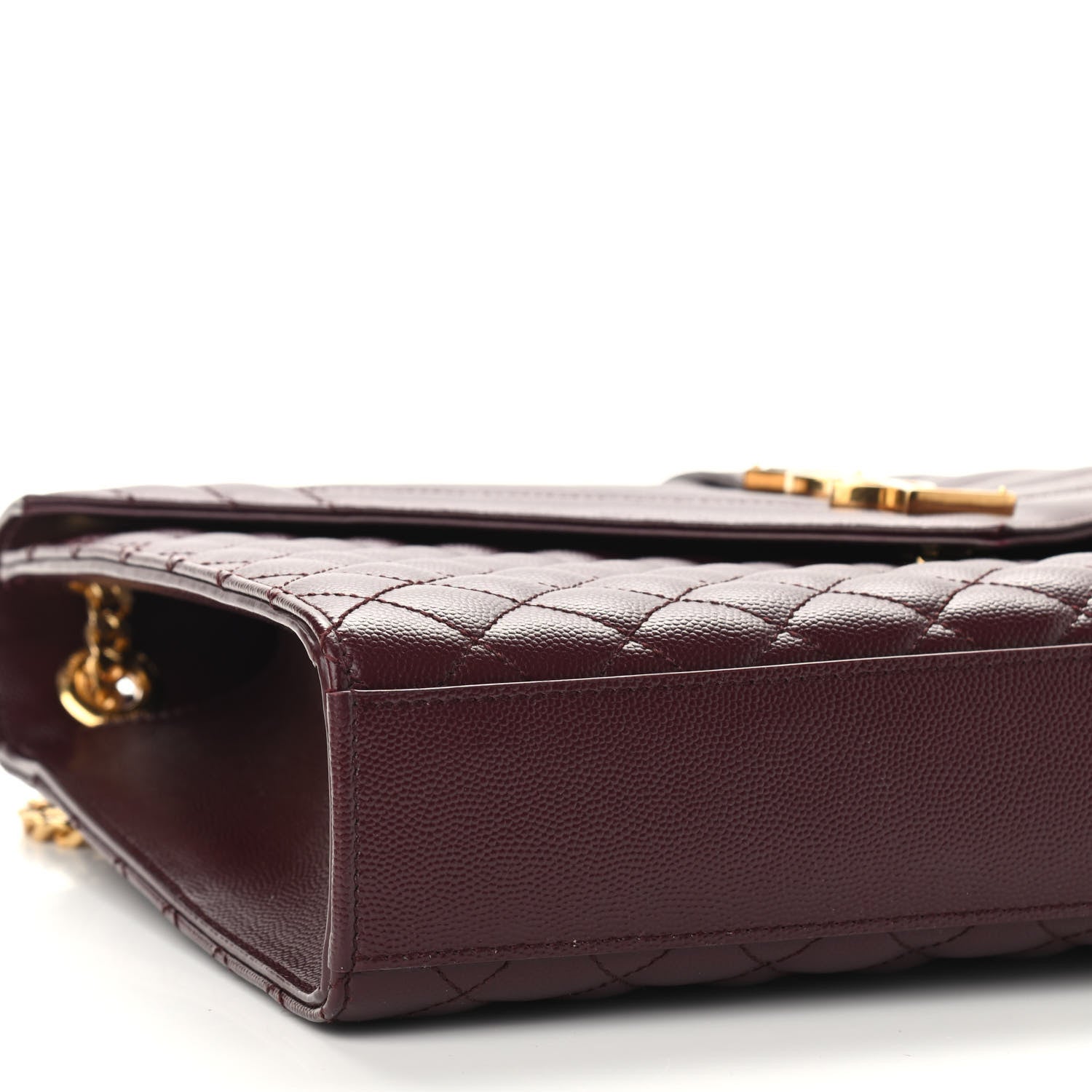 Saint Laurent Grain De Poudre Mixed Matelasse Large Triquilt Monogram Satchel Rouge Legion 6 of 7