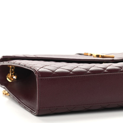 Saint Laurent Grain De Poudre Mixed Matelasse Large Triquilt Monogram Satchel Rouge Legion 6 of 7