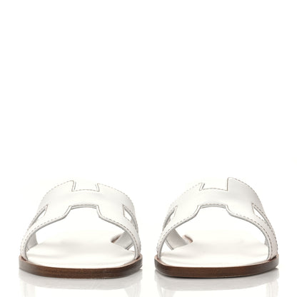 Hermes Box Calfskin Oran Sandals 37 White 2 of 9