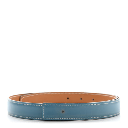 Hermes Chamonix 24mm Belt Strap 80 Blue Jean Natural 1 of 11