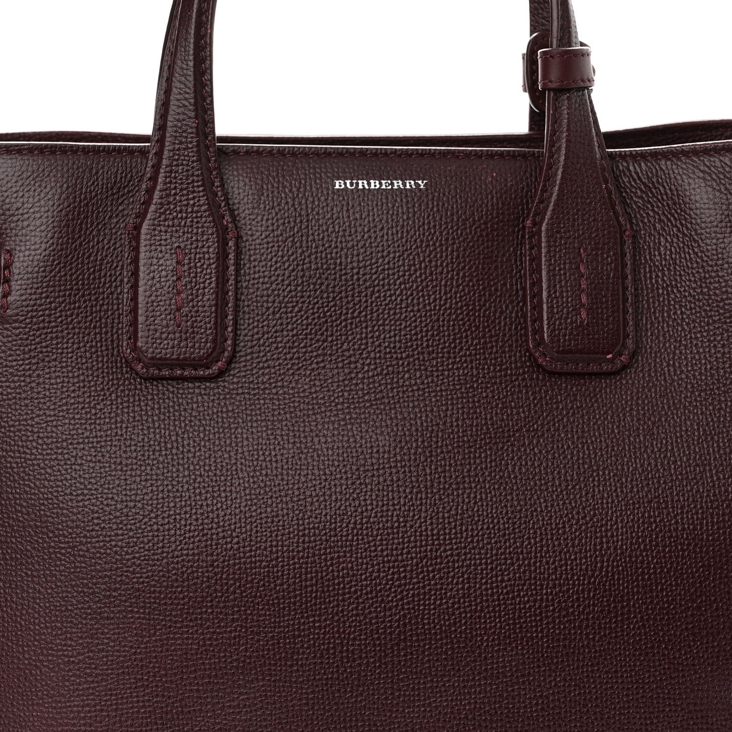Burberry Grainy Calfskin House Check Medium Banner Tote Mahogany Red 7 of 13