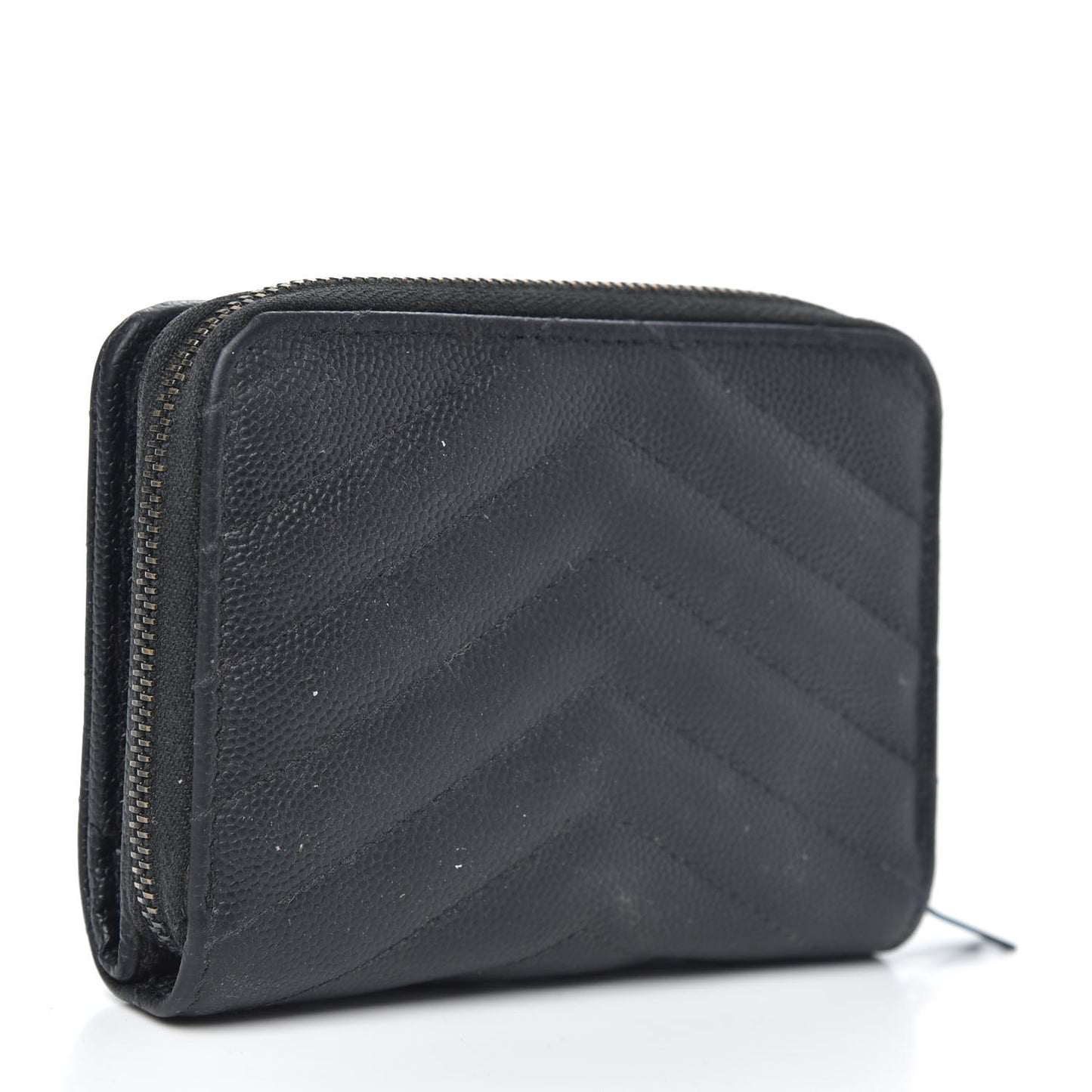 Grain De Poudre Matelasse Chevron Monogram Compact Zip Around Wallet Black