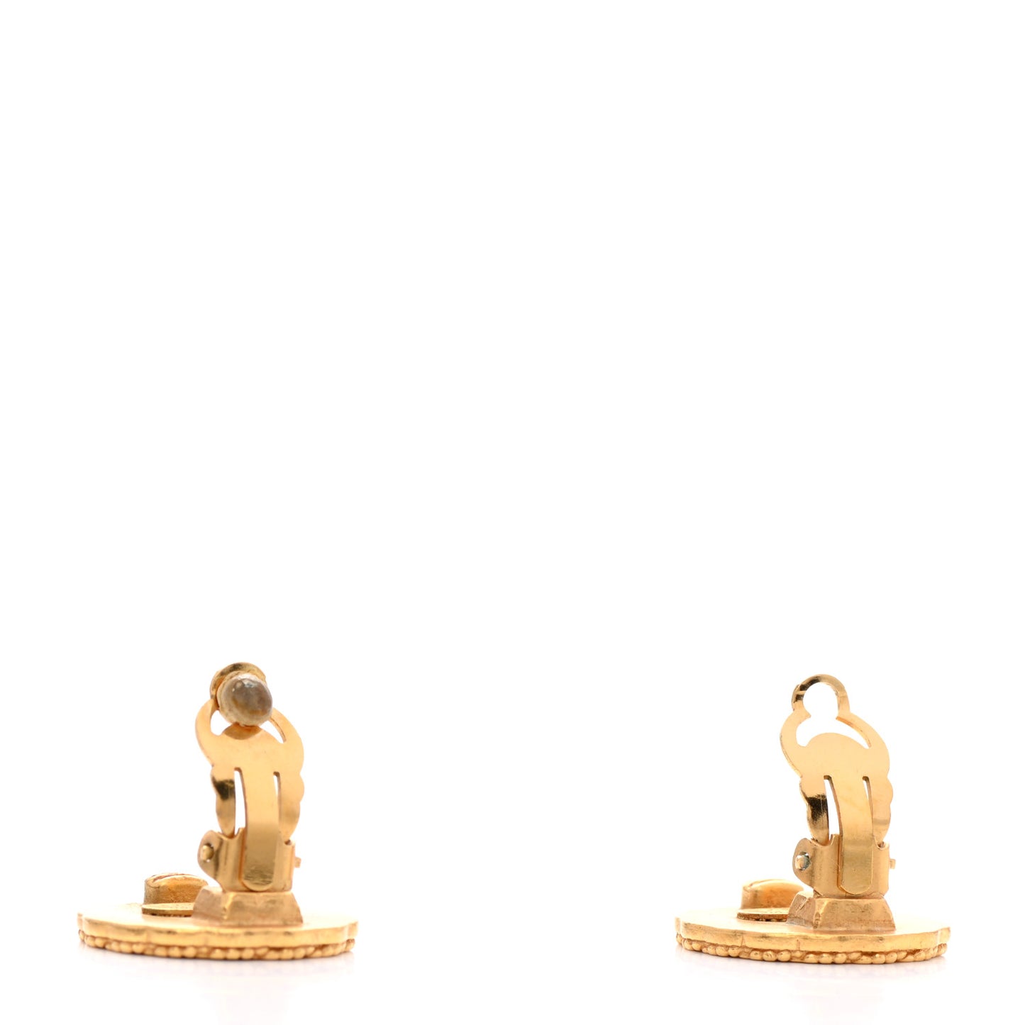 CC Clip On Button Earrings Gold