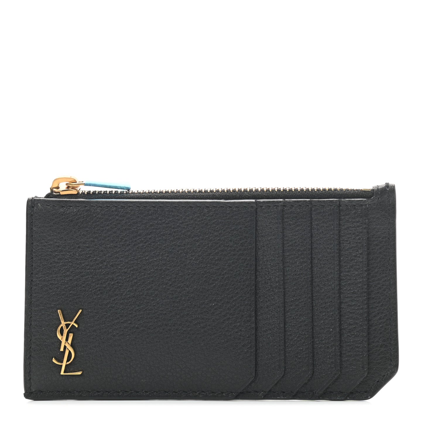 Grained Calfskin Monogram 5 Fragments Zip Pouch Card Holder Black
