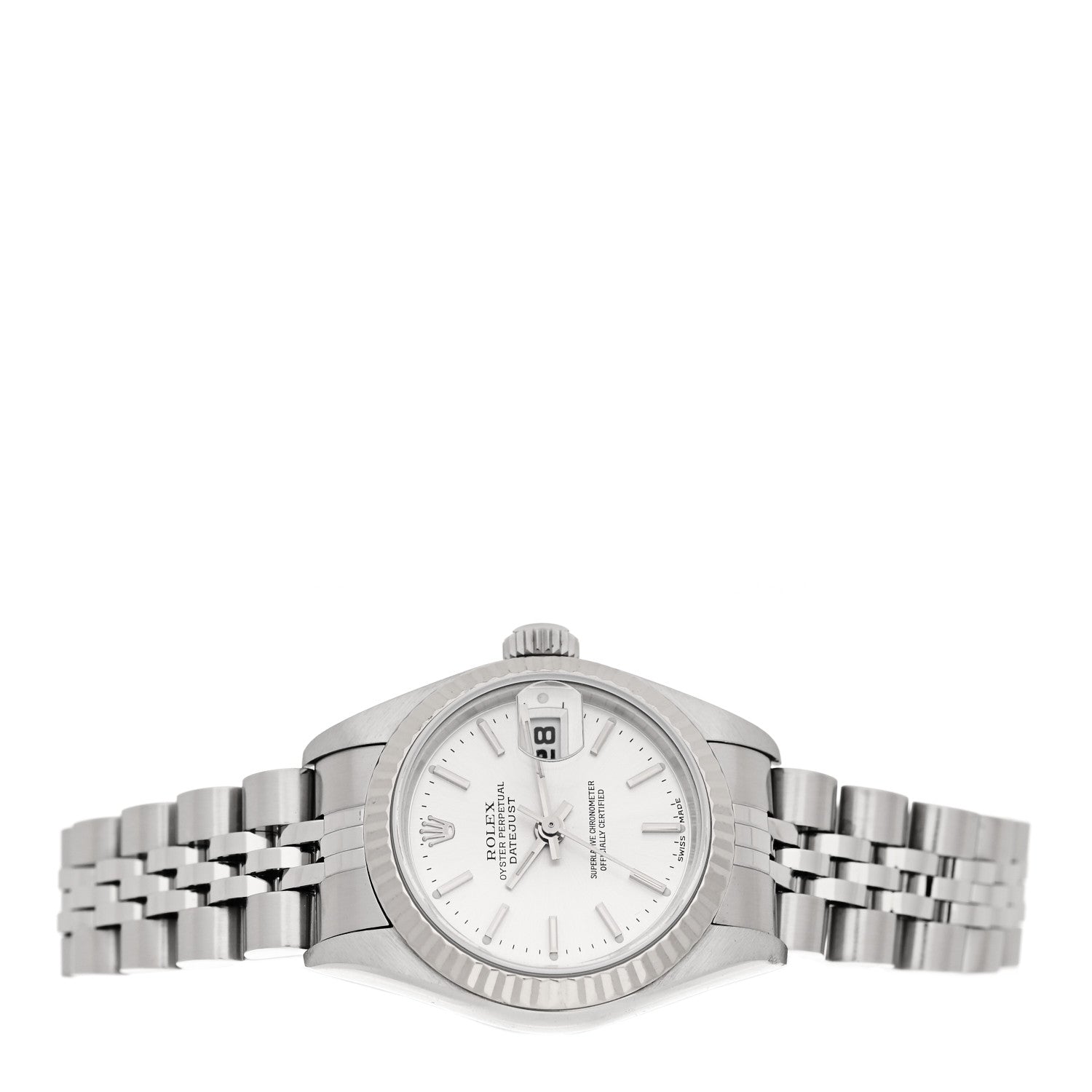 Rolex Stainless Steel 18K White Gold 26mm Oyster Perpetual Datejust Watch Silver 79174 2 of 4