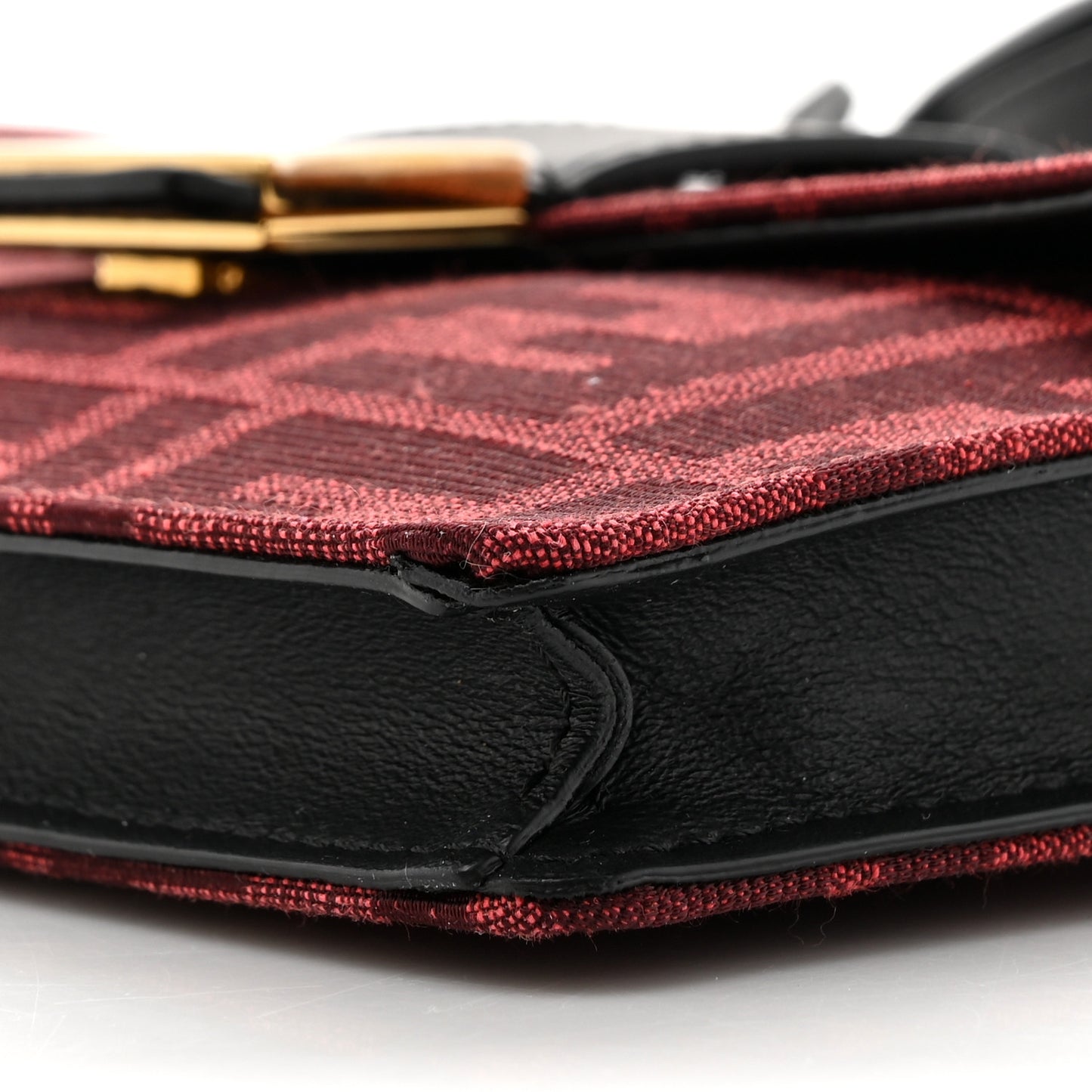 Recycled Fabric Jacquard Vitello Grace FF 1974 Baguette Belt Pouch Rosso Marlboro Black