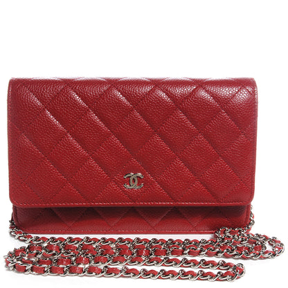 Chanel Caviar Classic Wallet on Chain WOC Red 1 of 10