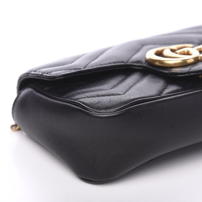 Gucci Calfskin Matelasse Super Mini GG Marmont Shoulder Bag Black 8 of 11