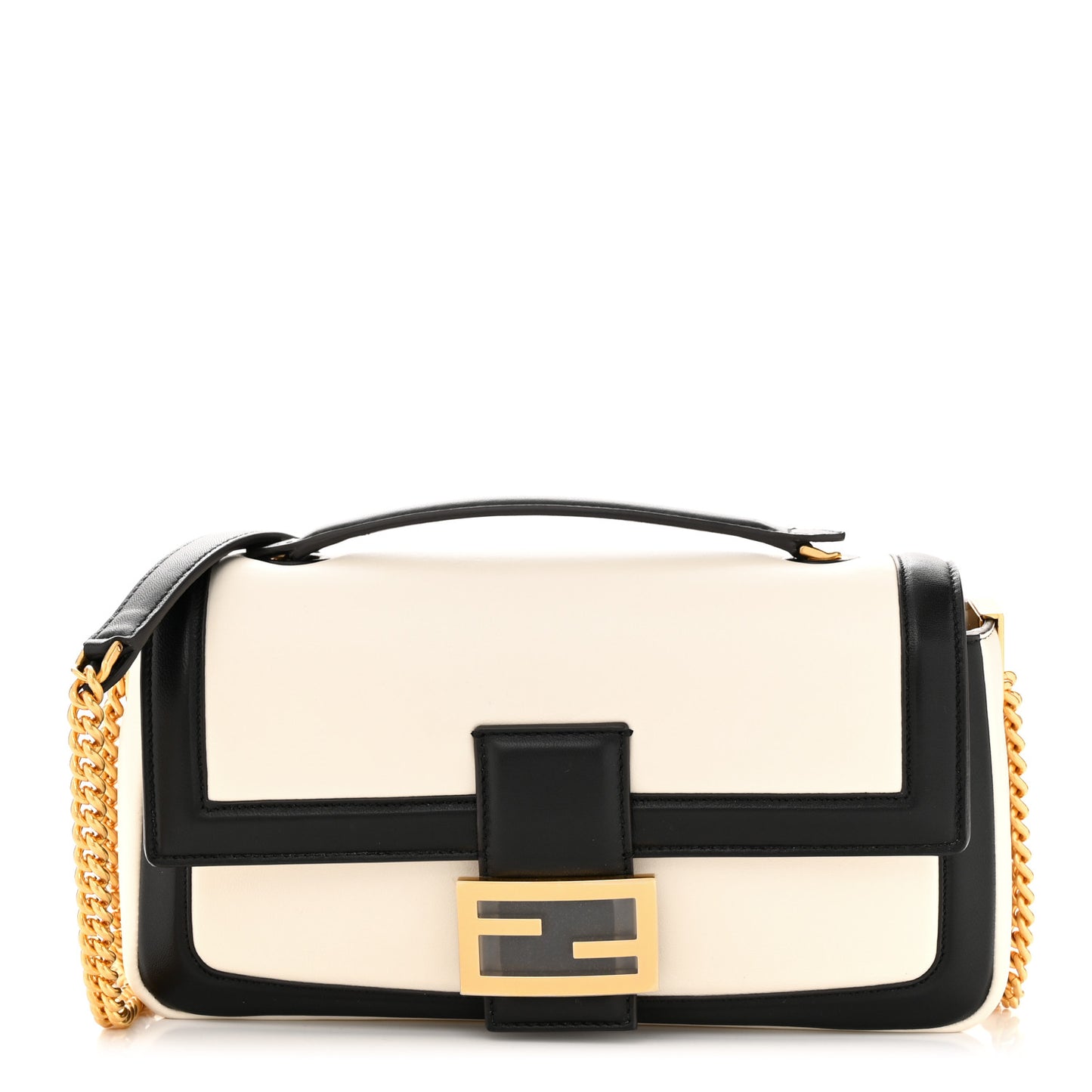 Nappa Apolo Bi-Color Chain Baguette Uovo Black