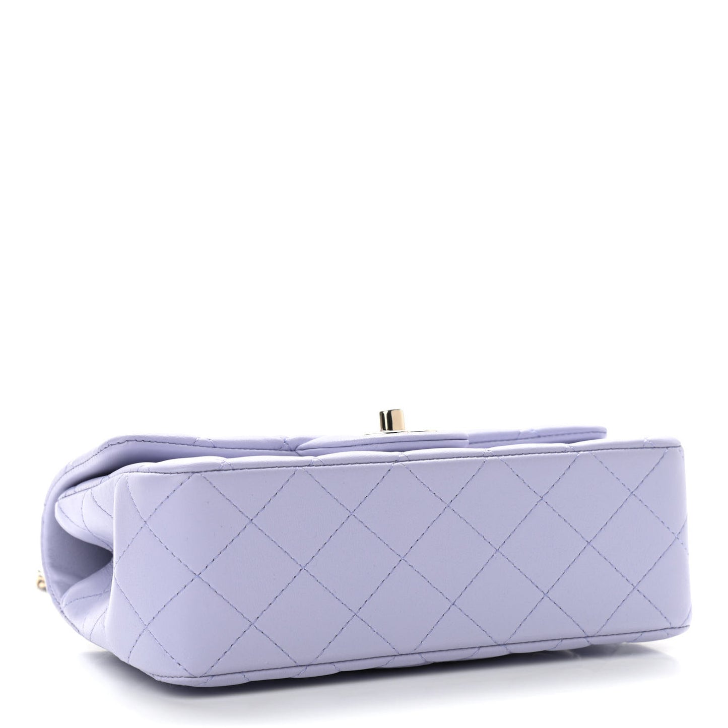 Lambskin Quilted Mini Top Handle Rectangular Flap Light Purple