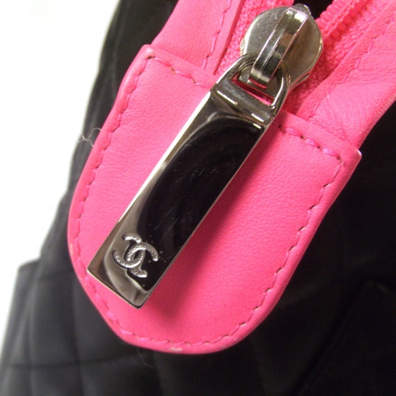 Calfskin Quilted Large Cambon Tote Black