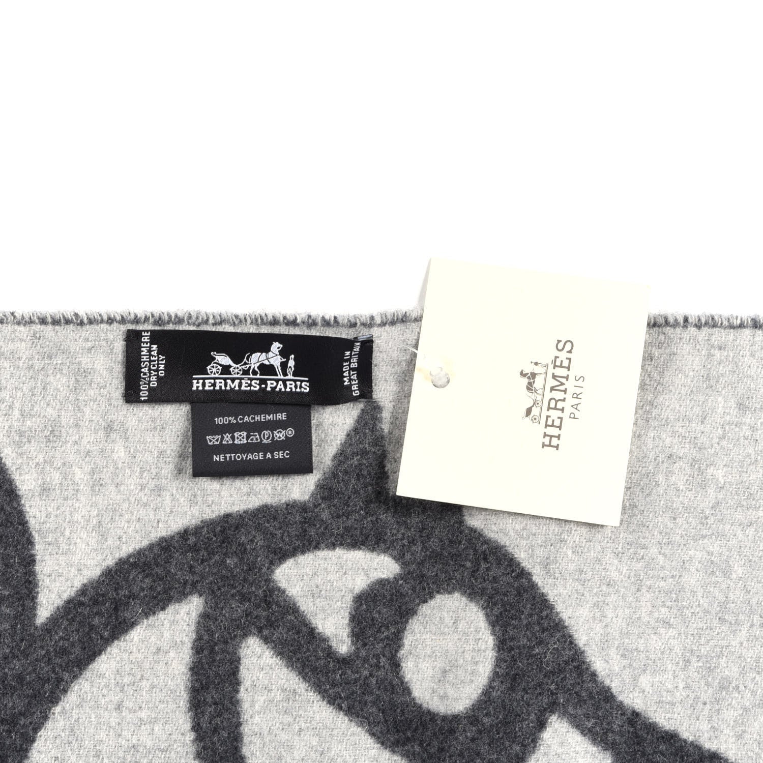 Hermes Cashmere Boucles Et Camails Muffler Anthracite Gris Clair 3 of 3