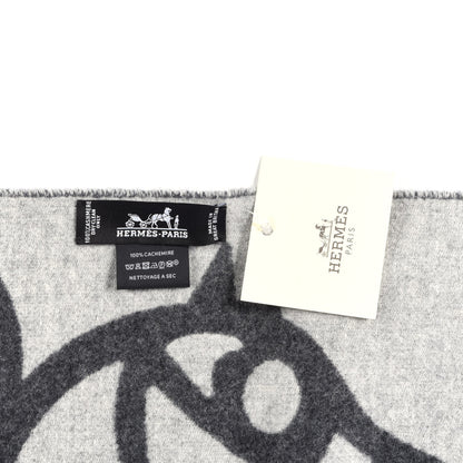 Hermes Cashmere Boucles Et Camails Muffler Anthracite Gris Clair 3 of 3