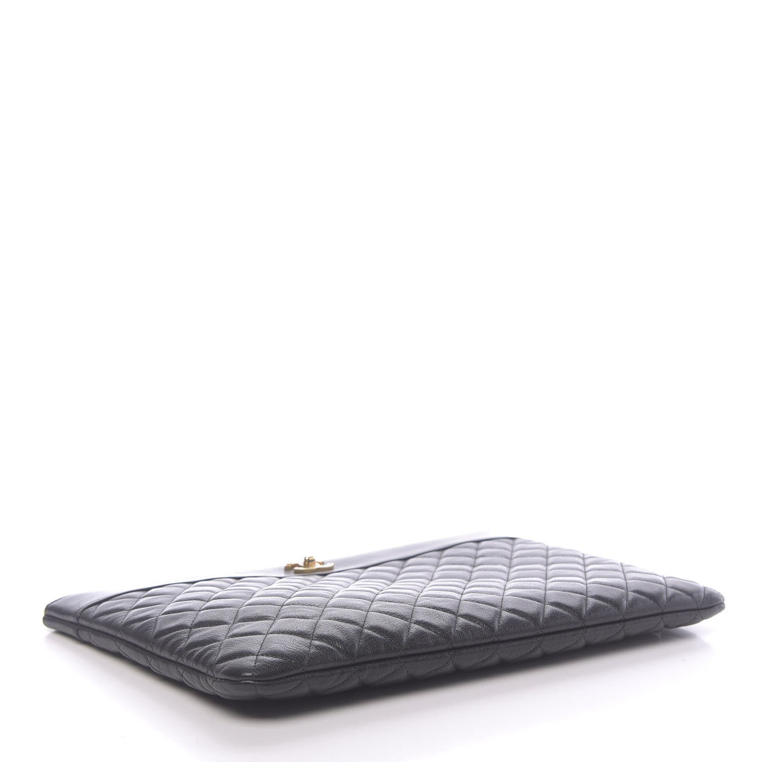 Chanel Lambskin Quilted Large Vintage Mademoiselle Cosmetic Case Black 4 of 8