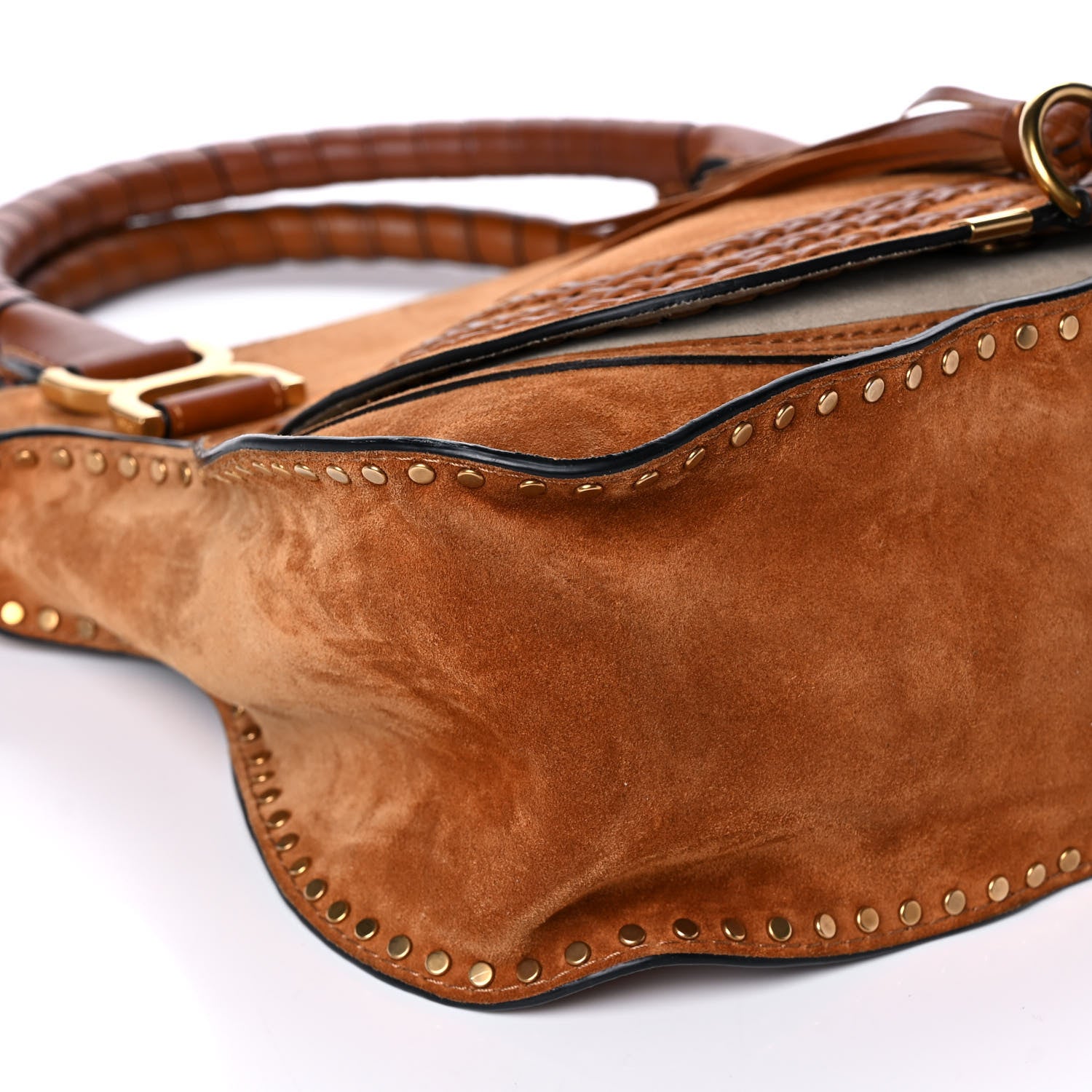 Chloe Suede Calfskin Braided Medium Marcie Satchel Caramel 11 of 12