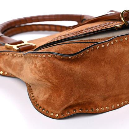 Chloe Suede Calfskin Braided Medium Marcie Satchel Caramel 11 of 12