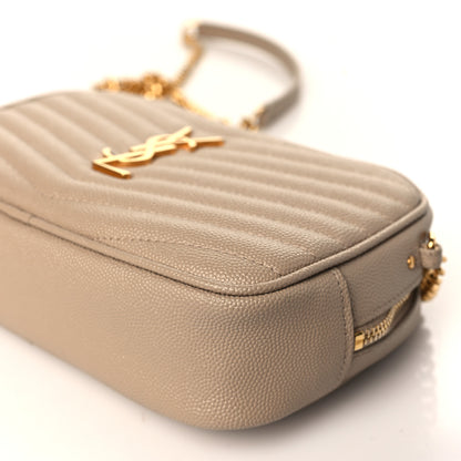 Saint Laurent Grain De Poudre Matelasse Monogram Mini Lou Camera Bag Dark Latte 9 of 9
