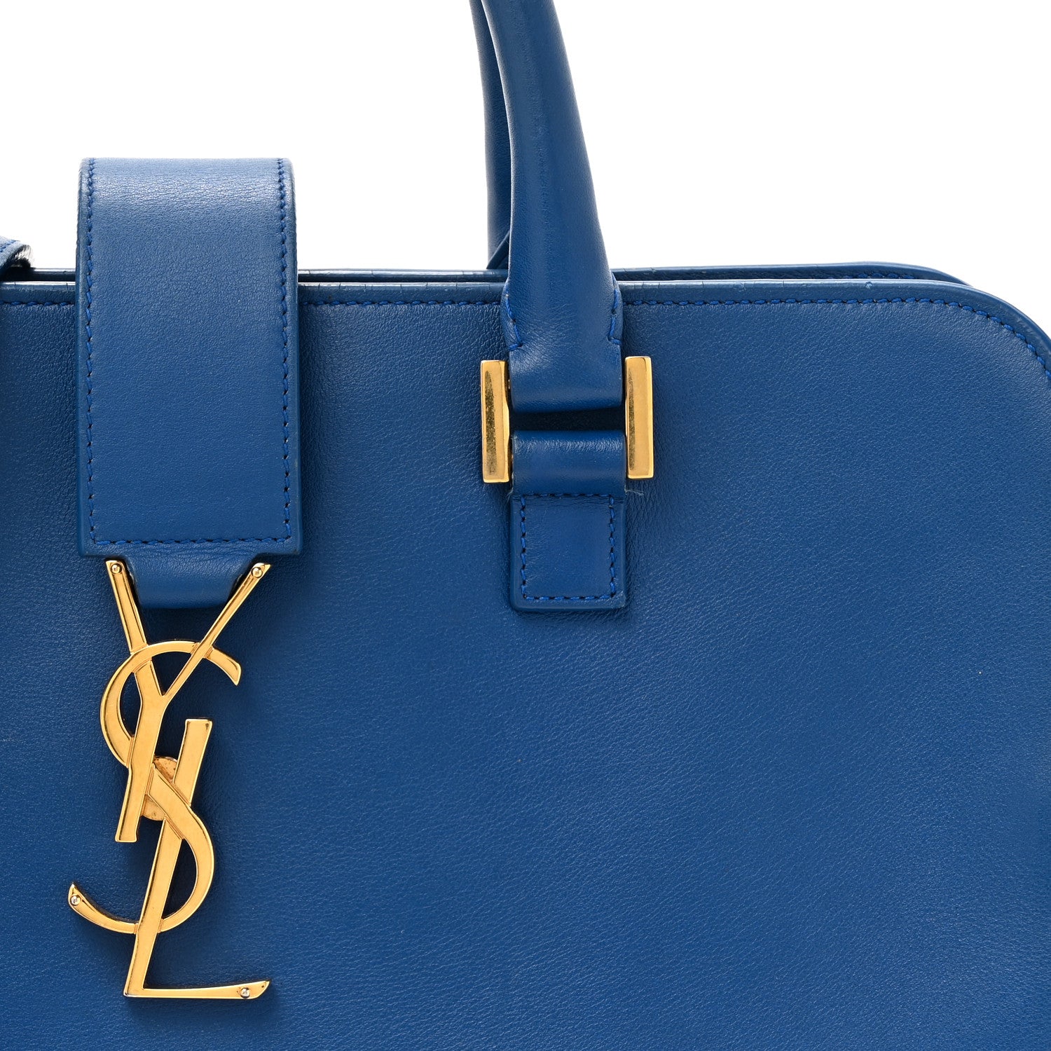 Saint Laurent Calfskin Small Monogram Cabas Blue Majorelle 8 of 19