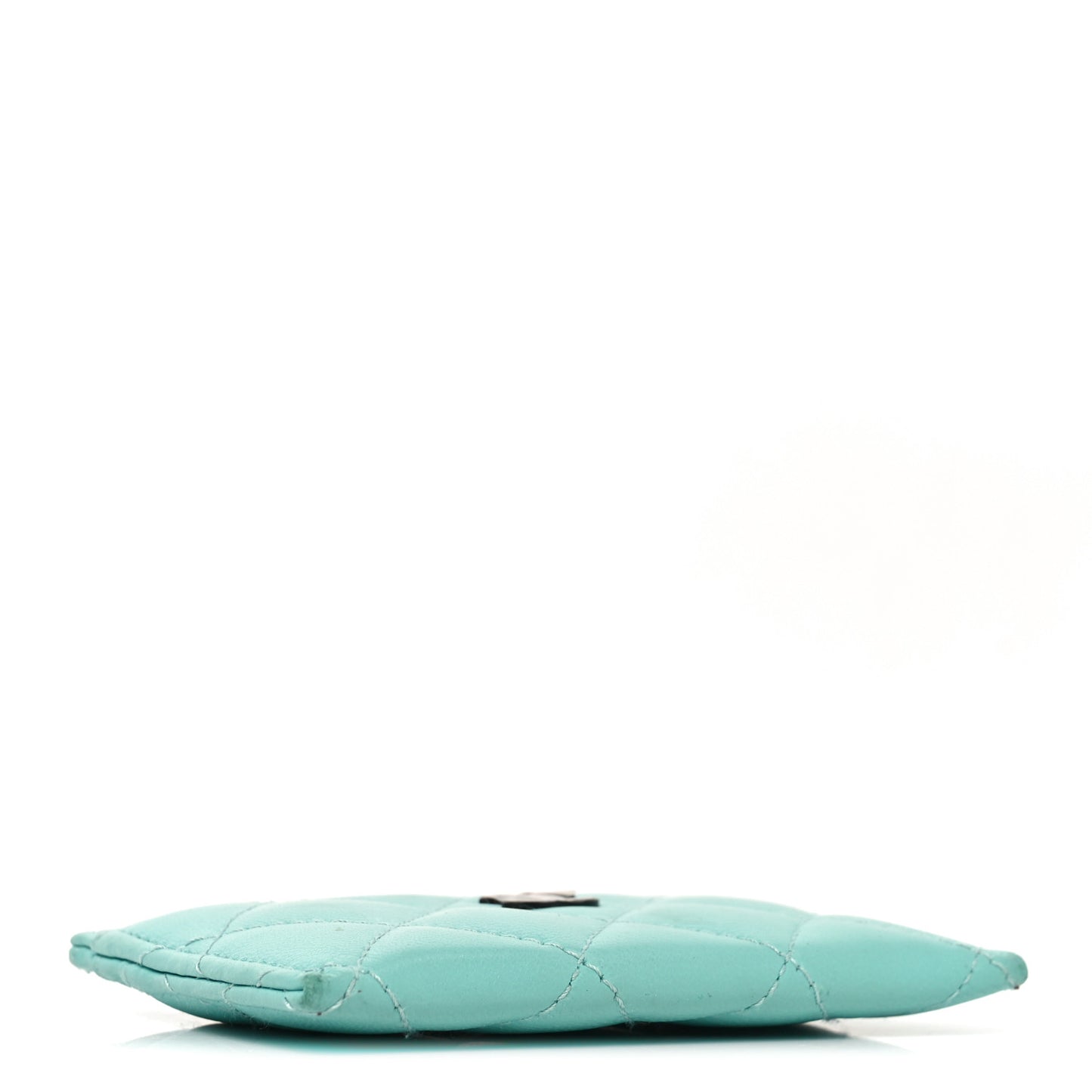 Lambskin Quilted Card Holder Turquoise