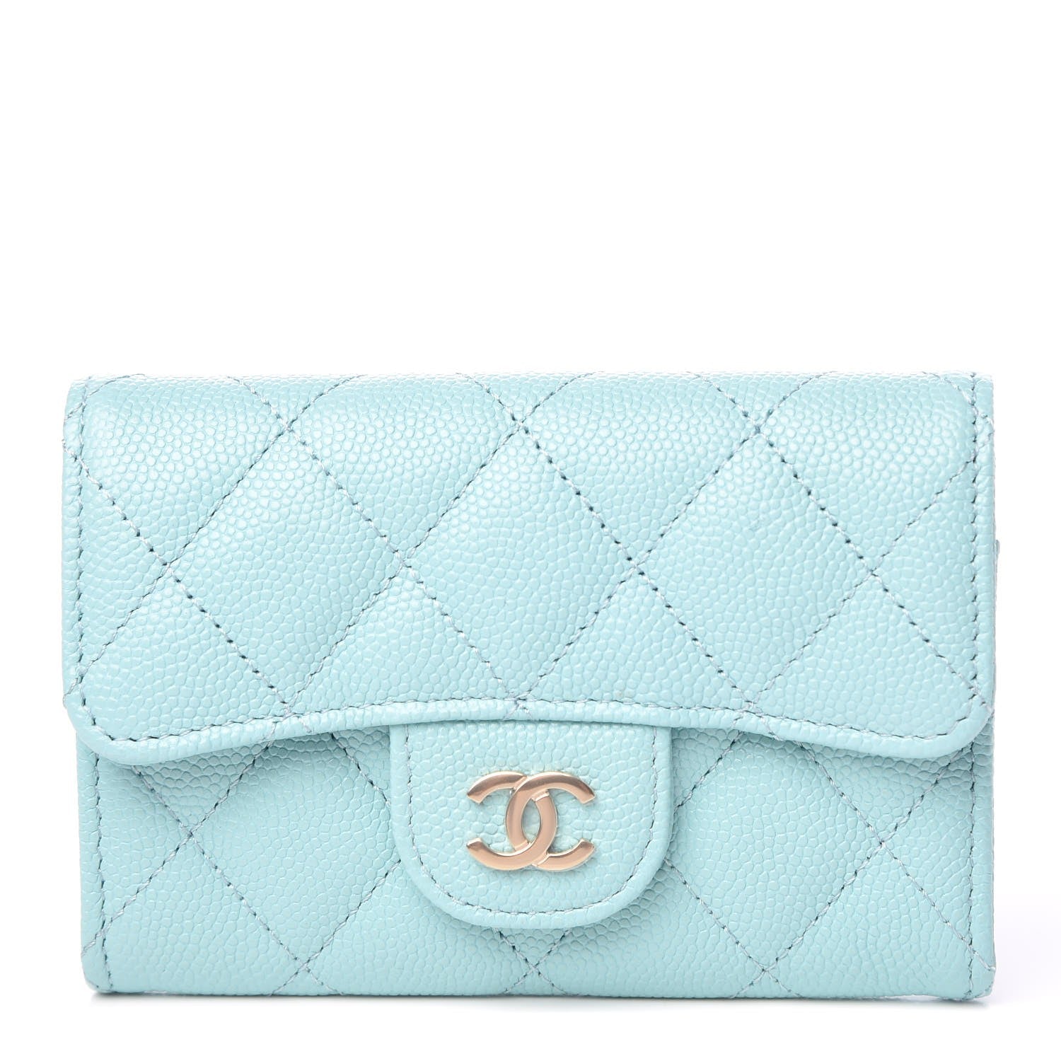 Chanel Caviar Quilted Card Holder Light Blue 1 of 9