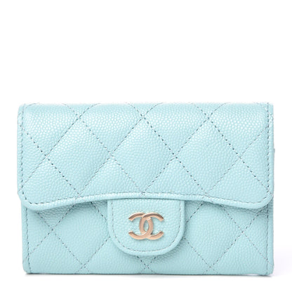 Chanel Caviar Quilted Card Holder Light Blue 1 of 9