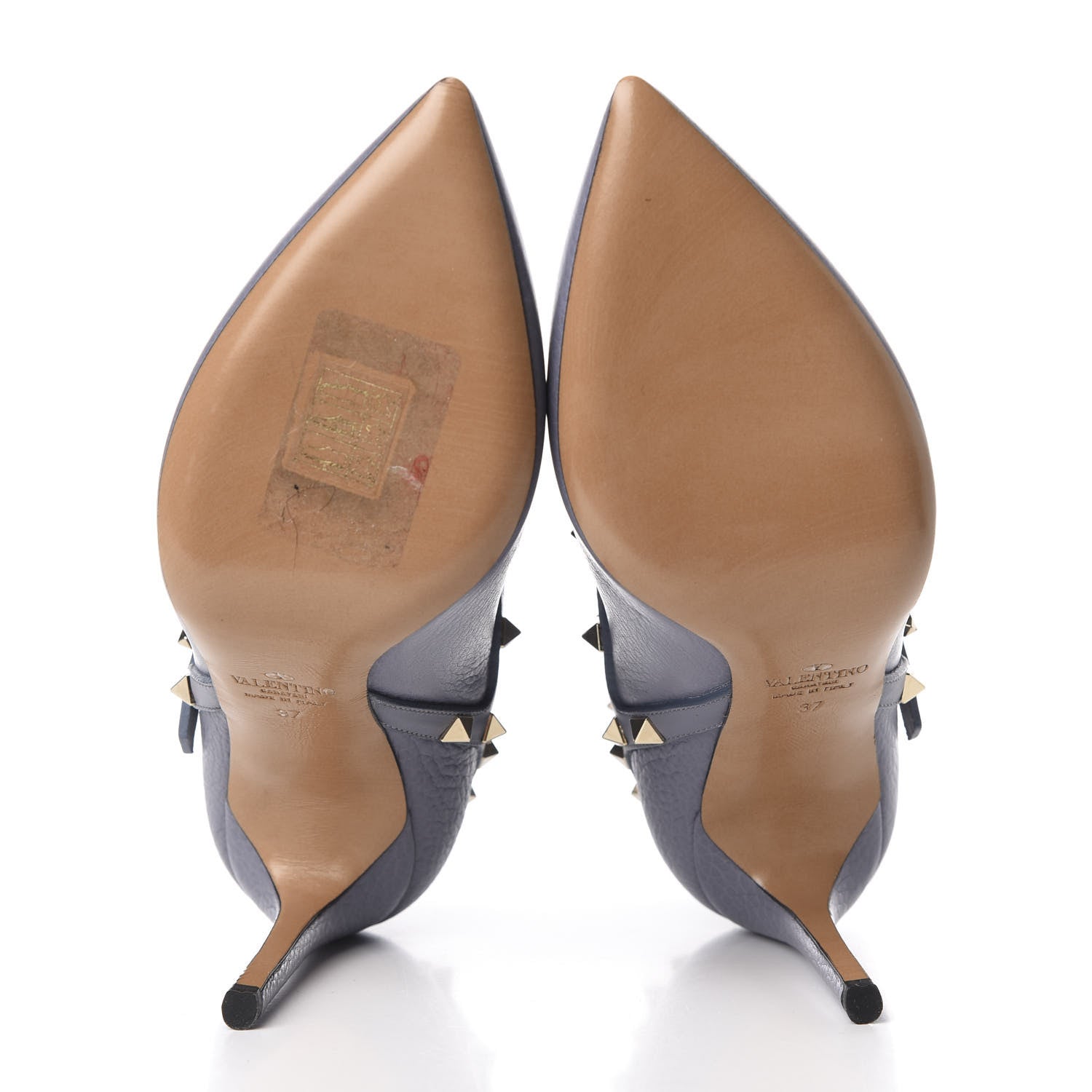 Valentino Garavani Pebbled Calfskin Rockstud Double Buckle 100mm Ankle Boots 37 Light Stone 5 of 8