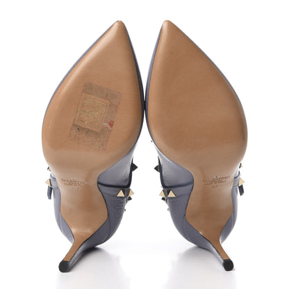 Valentino Garavani Pebbled Calfskin Rockstud Double Buckle 100mm Ankle Boots 37 Light Stone 5 of 8