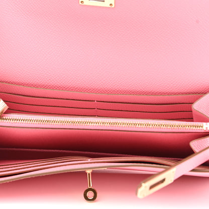 Hermes Epsom Kelly Longue Wallet Rose Confetti 5 of 8