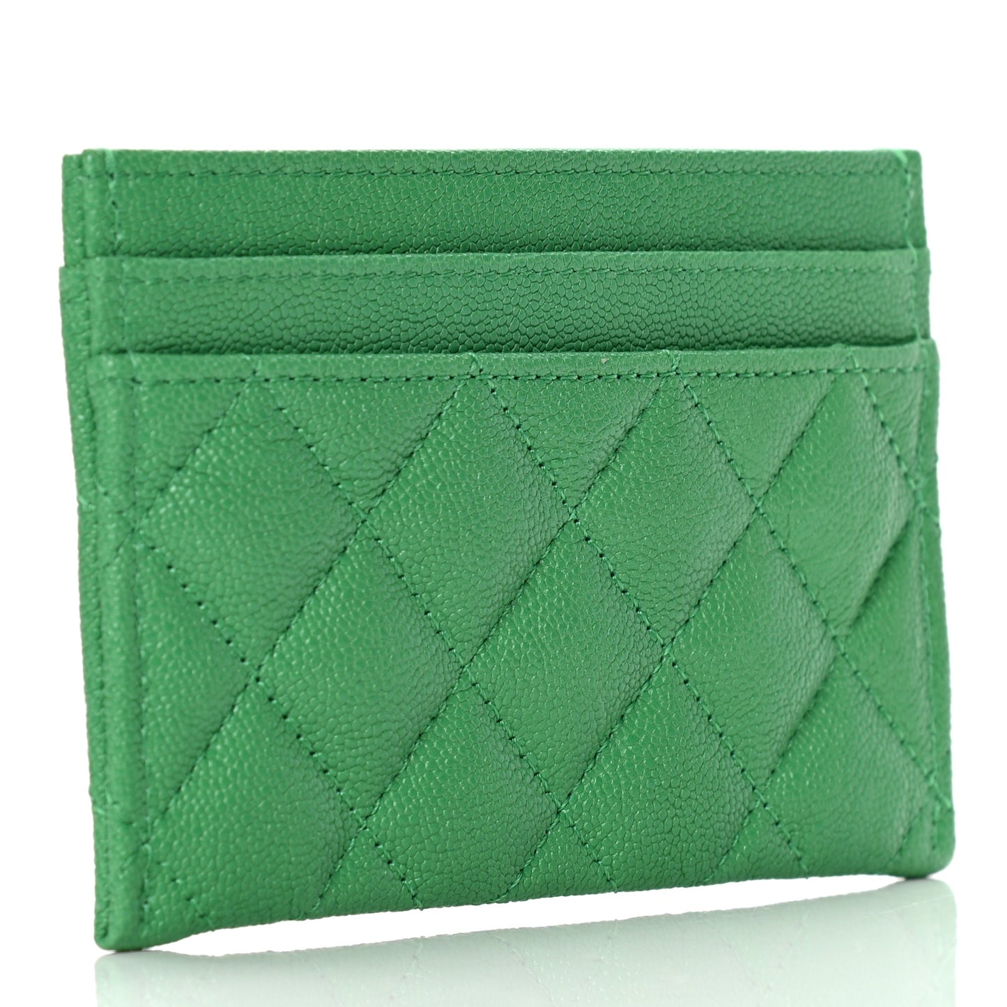 Caviar Quilted Boy Card Holder Green