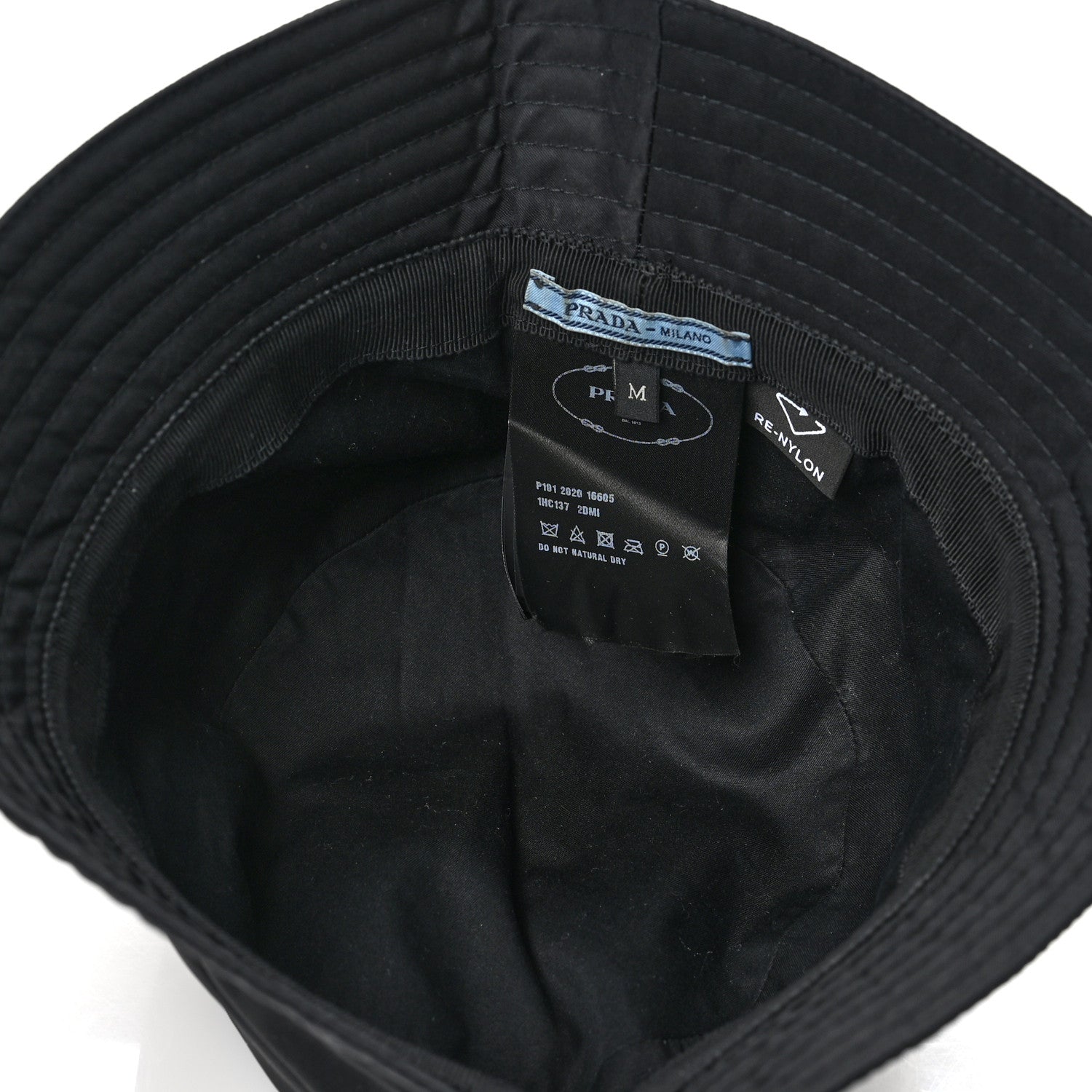 Prada Re-Nylon Metal Triangle Logo Womens Bucket Hat M Black 6 of 7