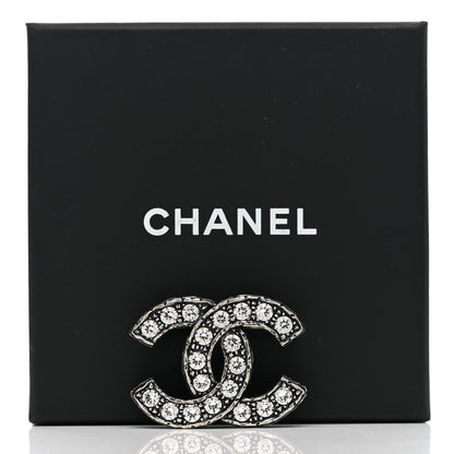 Chanel Crystal Textured CC Brooch Silver 5 of 5
