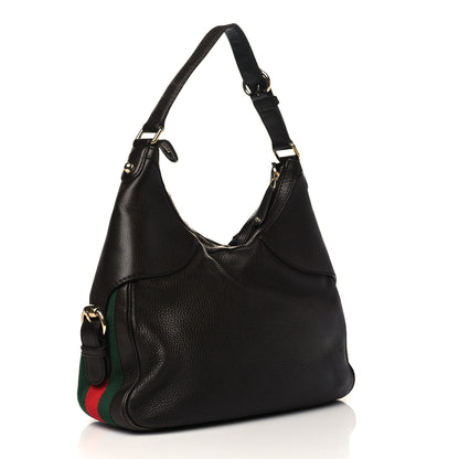 Gucci Calfskin Large Horsebit Web Hobo Brown 3 of 14