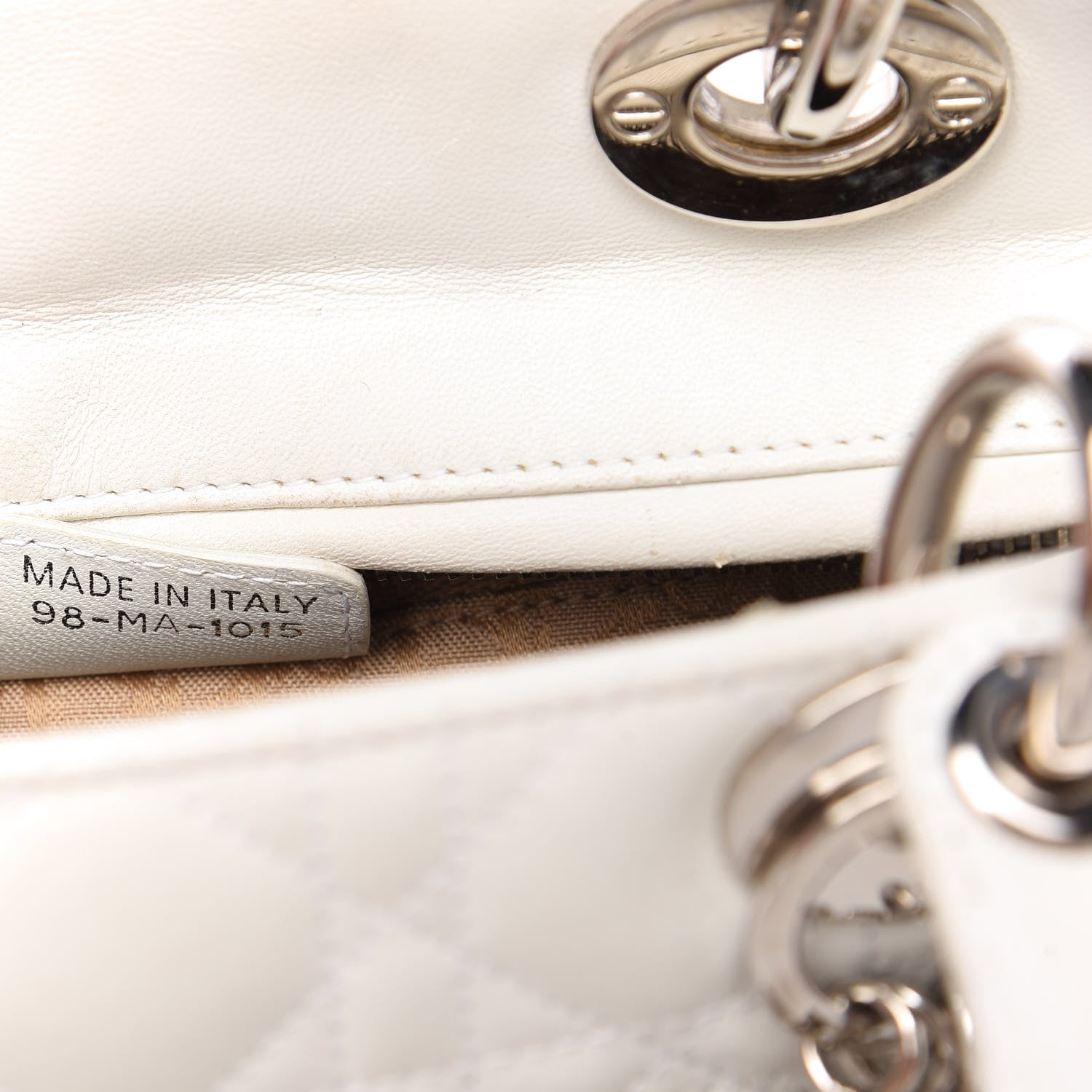 Christian Dior Lambskin Cannage Medium Lady Dior White 9 of 11