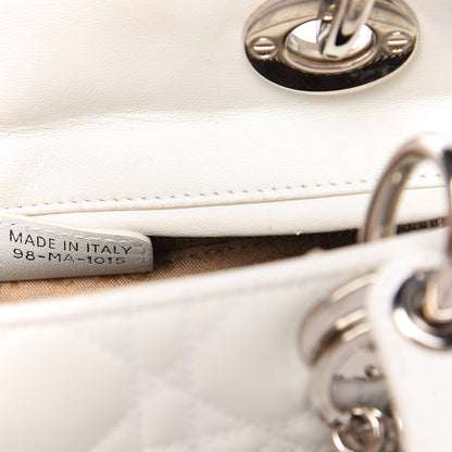 Christian Dior Lambskin Cannage Medium Lady Dior White 9 of 11